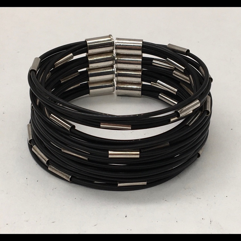 M Beatty Sterling & rubber/plastic tube wrap bracelet with Sterling Bracelet